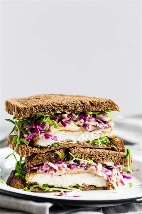 Crispy Chicken Sandwich with Cabbage Apple Slaw - Nutmeg Nanny