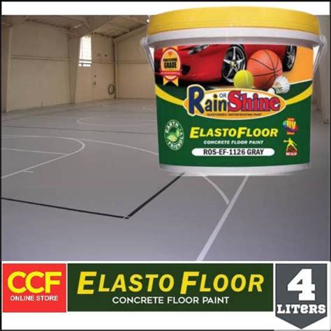 Rain or Shine Concrete Floor Paint Elasto Floor ElastoFloor Gray Waterbased 4 Liters Gallon EF ...