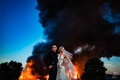 Fire Wedding Photo that went Viral at Top of the Market in Dayton, Ohio