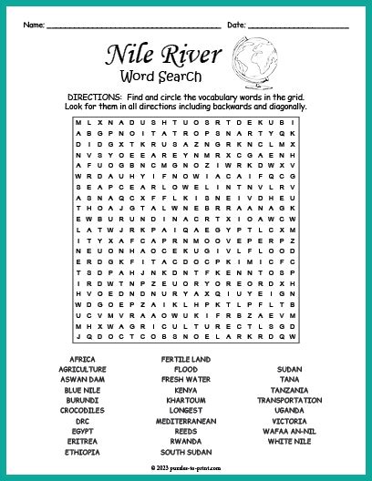 Nile River Word Search