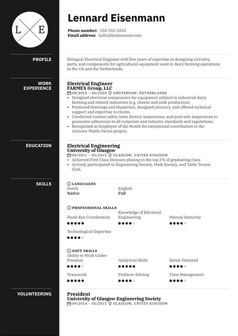 Electrical Engineer Resume Sample | Kickresume