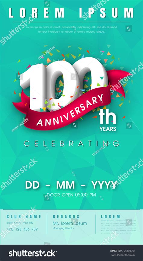 100 Years Anniversary Invitation Card Emblem Stock Vector (Royalty Free) 562082620 | Shutterstock