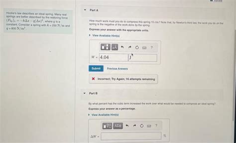 Solved Hooke's law describes an ideal spring. Many real | Chegg.com