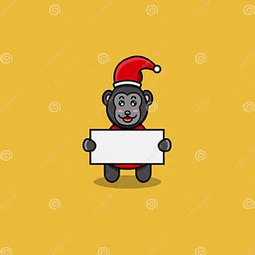 Cute Baby King Kong with Santa Clause Costume and Bring Blank Paper. Character, Mascot, Icon ...