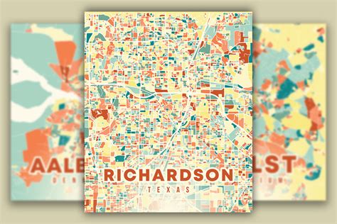 Richardson Texas Colorful Map Graphic by Poster Boutique · Creative Fabrica