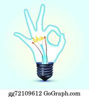 86 Ok Hand Light Bulb Clip Art | Royalty Free - GoGraph