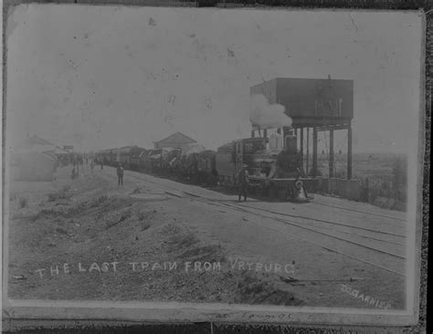 Vryburg, 1899. Last train to leave town before the siege during the Anglo-Boer War hauled by CGR ...