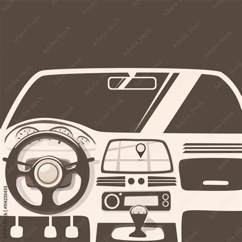 Vehicle interior. Inside car. Vector cartoon illustration Stock Vector | Adobe Stock