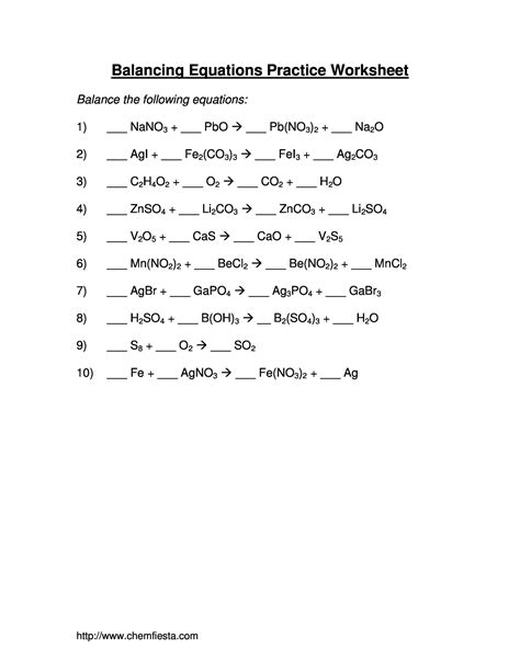 49 Balancing Chemical Equations Worksheets [with Answers]