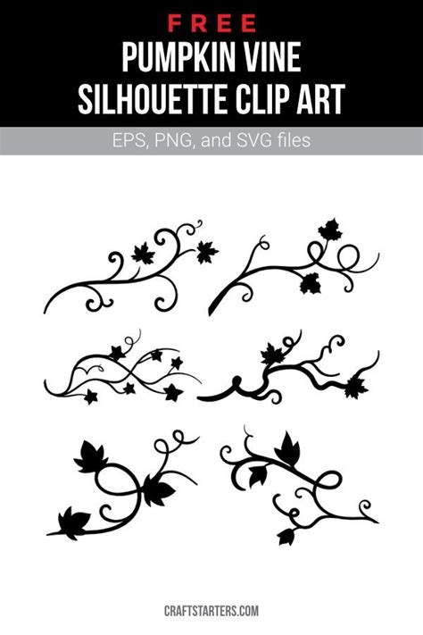 Elegant Pumpkin Vine Silhouette Clip Art