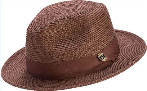 Montique H-42 Mens Straw Fedora Hat Brown - Abby Fashions