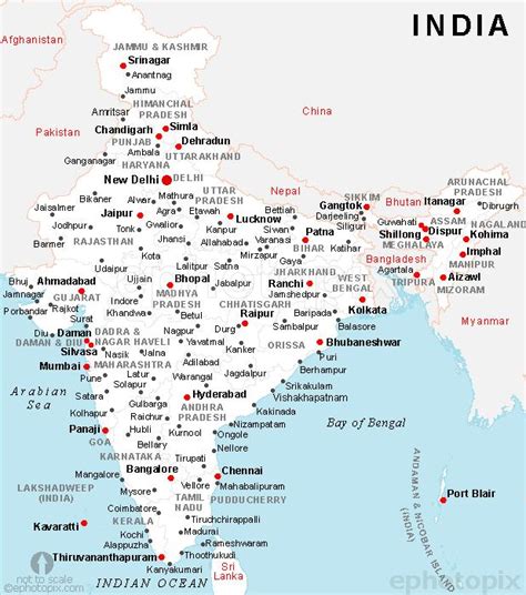 India cities map - India map with cities (Southern Asia - Asia)