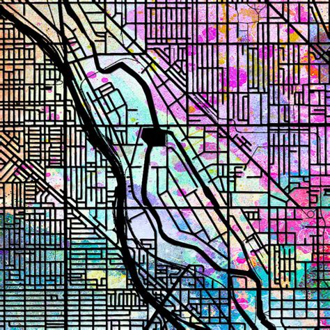 Chicago Map City Street Map of Chicago Illinois Art Print | Etsy