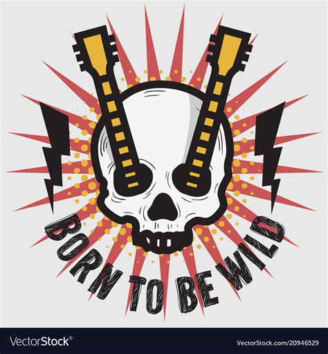 Rock design with human skull bones Royalty Free Vector Image