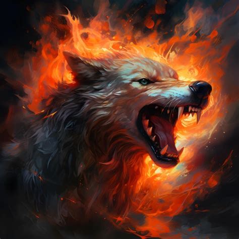 Premium AI Image | Aggressive Fire Woolf in Sparks Concept Image of a Red Wolf and Flame ...