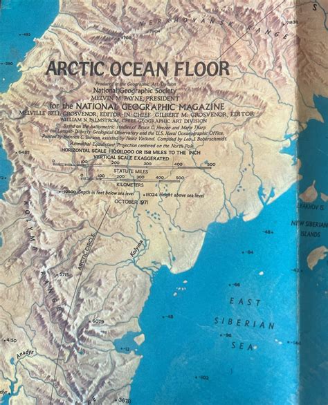 Artic Floor/artic Ocean Map National Geographic Society - Etsy