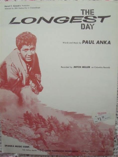 1962 The Longest Day Paul Anka Song Book Sheet Music