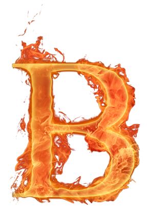 the letter b is made up of flames