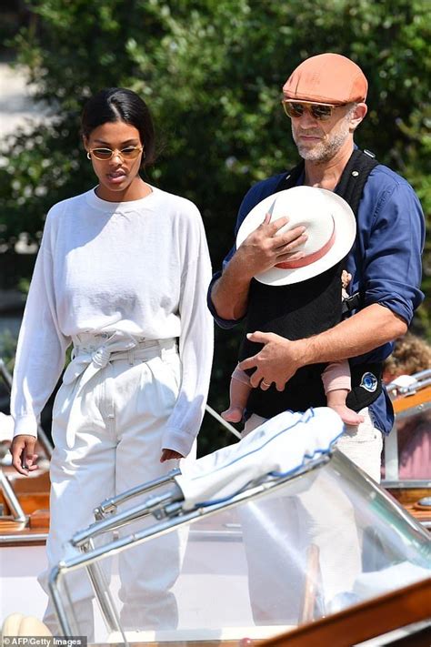 Vincent Cassel with Wife Tina Kunakey and Daughter in Venice