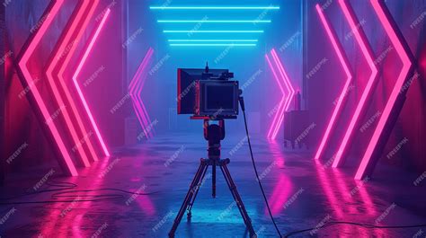 Premium Photo | Futuristic Cinematic Camera Rig Setup in Neonlit Studio for Film Production