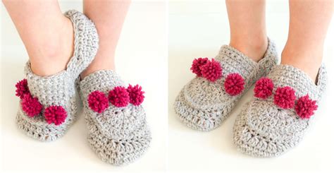 Crochet Pom Pom Slippers