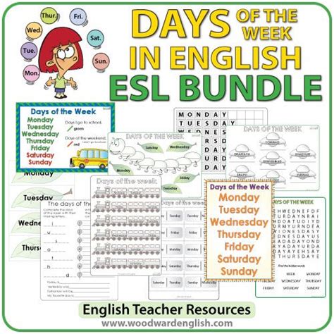 English Days of the Week – Bundle of ESL Activities | Woodward English