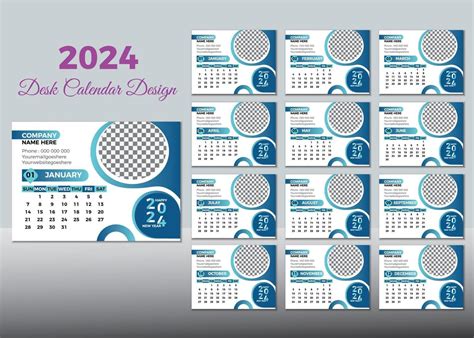 Desk Calendar 2024 Or Monthly Weekly Schedule New Year Calendar 2024 ...