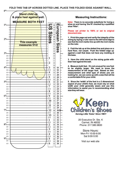 Keen Children'S Shoes Size Chart printable pdf download