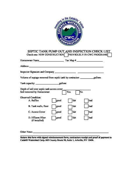 Septic-Maintenance-Inspection-Checklist-1 | Catskill Watershed Corporation