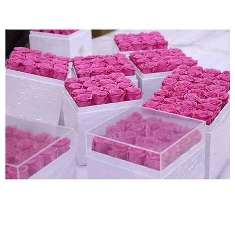 Wholesale Artificial Flowers Preserved Rose Pink Rose in Transparent Box for Modern Farmhouse ...