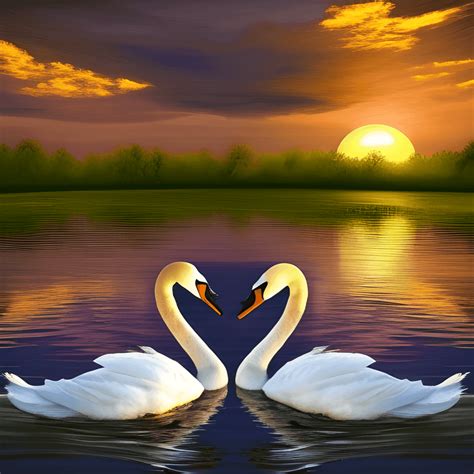 2 Swans in a Pond · Creative Fabrica