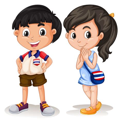 Thai boy and girl smiling 367216 Vector Art at Vecteezy