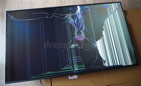 Broken Led TV Matrix. Damage To the Screen of a Modern TV a Result of ...