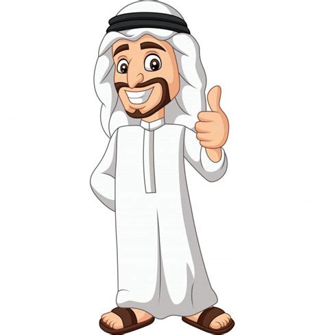 Cartoon Saudi Arab Man Giving A Thumb Up | Cartoon, Arab men, Cartoon people