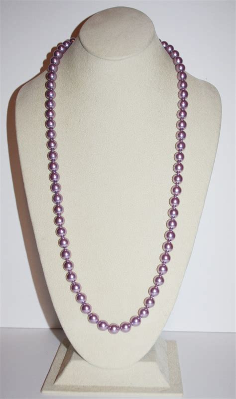 Joan Rivers Pearl Necklace - Lavender Faux Pearls - S1098