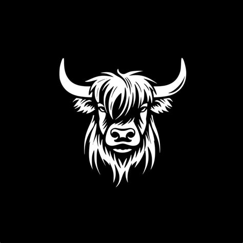 Highland Cow - Black and White Isolated Icon - Vector illustration 24566550 Vector Art at Vecteezy