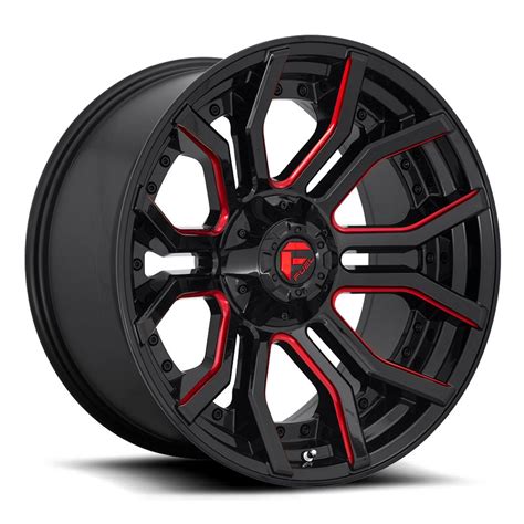 FUEL OFF-ROAD WHEELS 1 PIECE RAGE - D712 GLOSS BLACK RED TINTED CLEAR ...