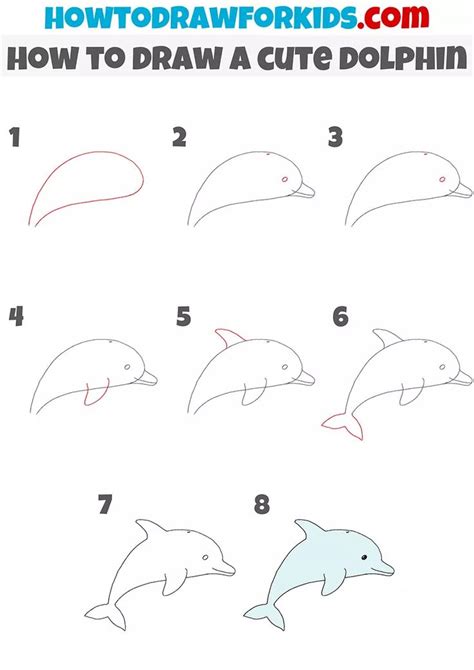 How to Draw a Cute Dolphin Step by Step - Easy Drawing Tutorial | Dolphin drawing, Drawing ...