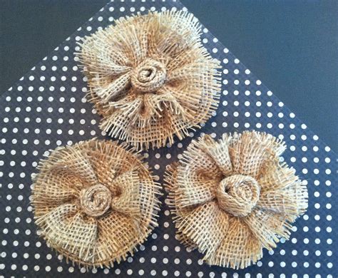 Set of Three Burlap flowers