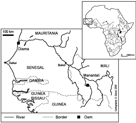 Map of the Senegal River Basin with the location of the two dams ...