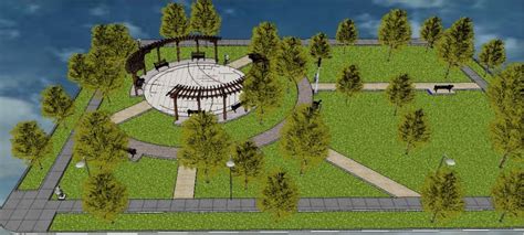 PARK DESIGN AND LANDSCAPING STRUCTURE 3D MODEL CAD DRAWING DETAILS SKP FILE