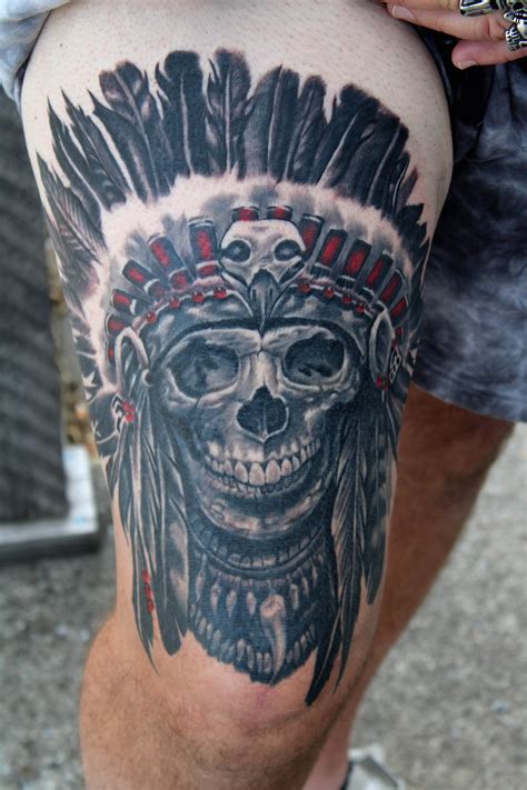 Native American Headdress Skull Tattoo