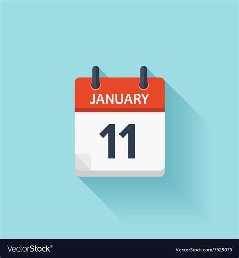 January 11 flat daily calendar icon date Vector Image