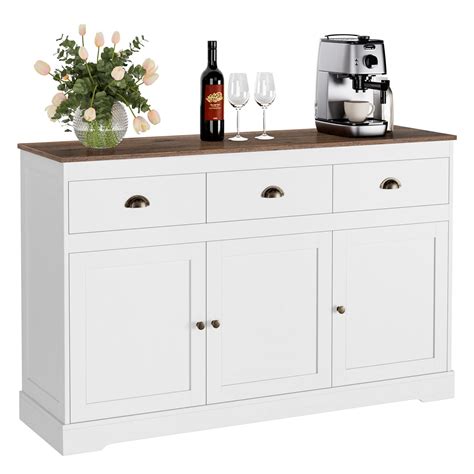 Buy Keyluv White Buffet Cabinet Storage Sideboard Farmhouse Server Bar ...