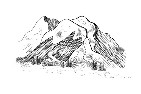 Hand Drawn Landscape Vector Design Images, Hand Drawn Mountain ...