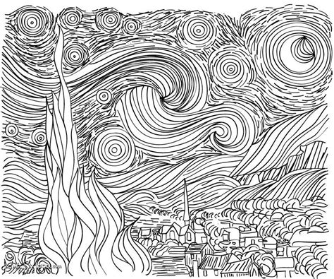 Van Gogh Coloring Pages ⋆ coloring.rocks! Van Gogh Drawings, Line Art Drawings, Line Drawing ...