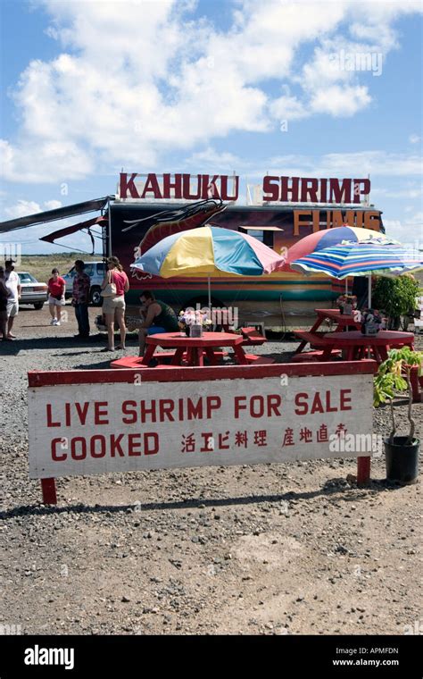 Popular roadside cooked shrimp stand Kahuku Shrimp north shore Oahu ...