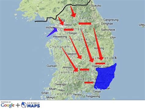 Pusan Perimeter and Invasion of Incheon Map