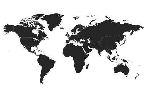 Black World Map Printable