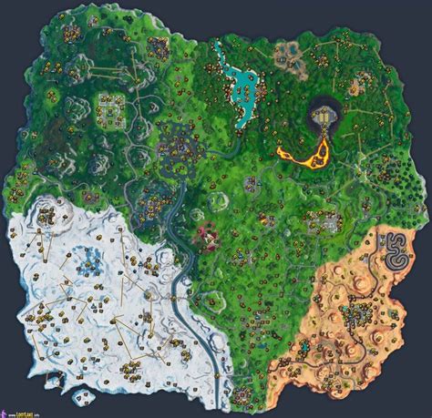 Complete Fortnite Season 10 spawn location map Chests vending machines ...